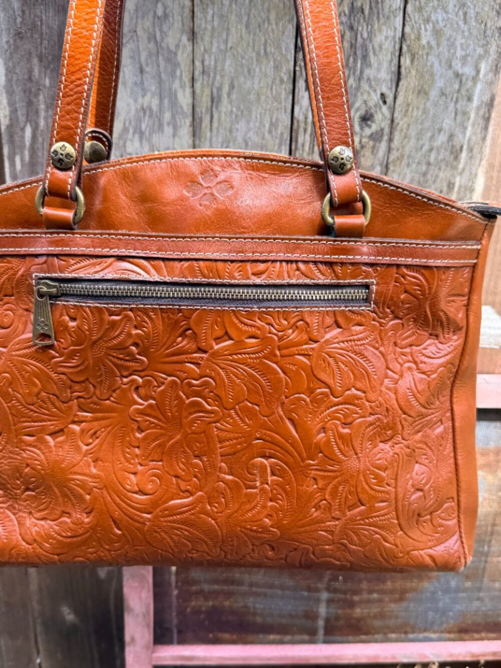 Brown Tooled Leather Shoulder Bag Patricia Nash - Picture 3 of 9